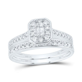 10K White Gold Diamond Fashion Octagon Bridal Set 1/2 Cttw - Splendid Jewellery