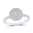 10K White Gold Diamond Fashion Octagon Cross Ring 1/6 Cttw - Splendid Jewellery