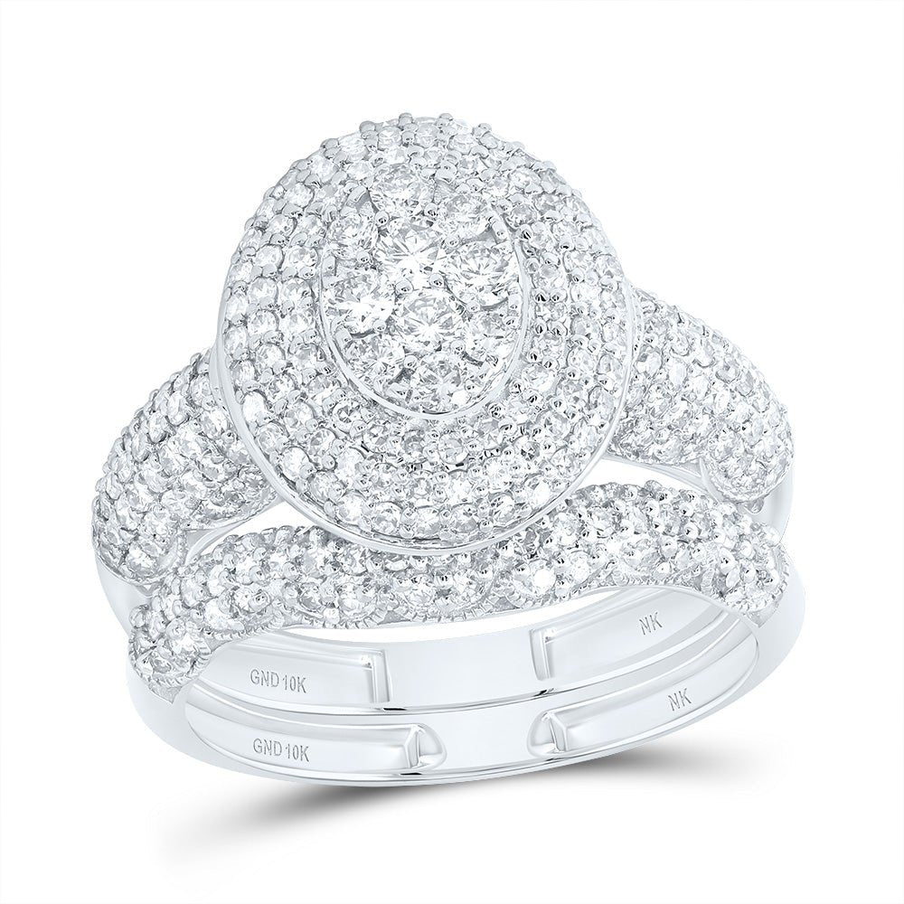 10K White Gold Diamond Fashion Oval Bridal Set 1 1/4 Cttw - Splendid Jewellery