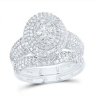 10K White Gold Diamond Fashion Oval Bridal Set 1 1/4 Cttw - Splendid Jewellery