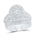10K White Gold Diamond Fashion Oval Bridal Set 1 1/4 Cttw - Splendid Jewellery