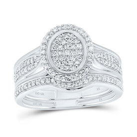 10K White Gold Diamond Fashion Oval Bridal Set 1/2 Cttw - Splendid Jewellery