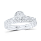 10K White Gold Diamond Fashion Oval Bridal Set 1/3 Cttw - Splendid Jewellery