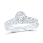 10K White Gold Diamond Fashion Oval Bridal Set 1/3 Cttw - Splendid Jewellery