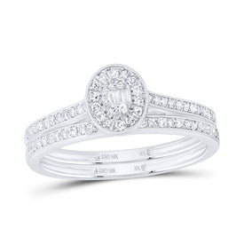 10K White Gold Diamond Fashion Oval Bridal Set 1/3 Cttw - Splendid Jewellery