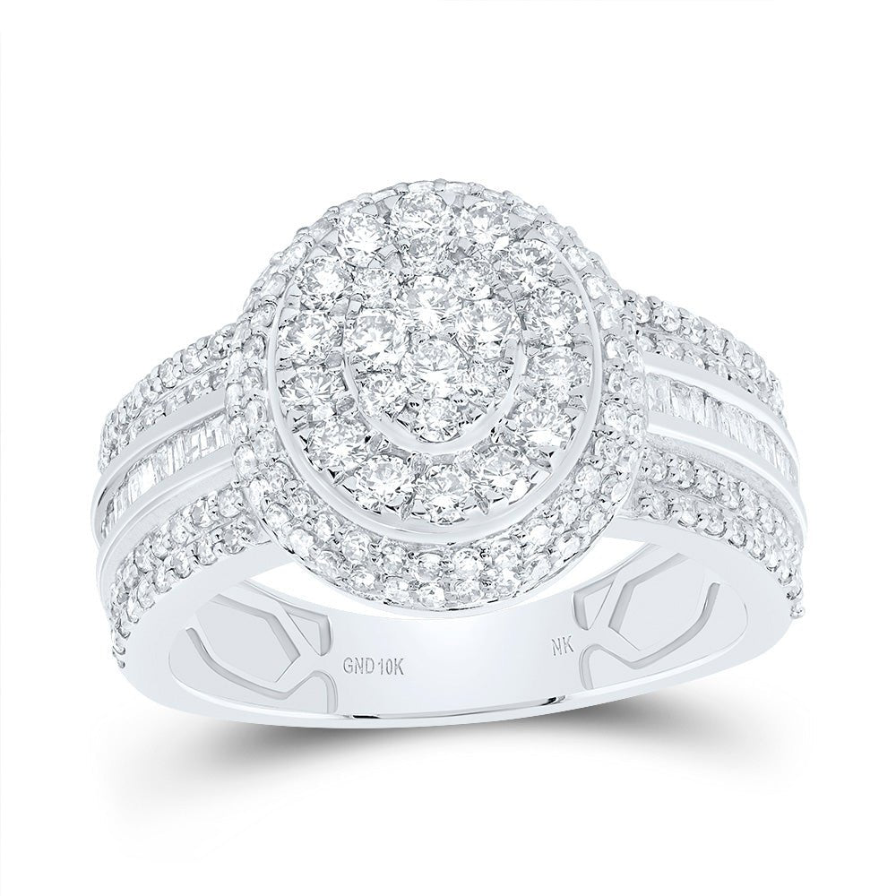 10K White Gold Diamond Fashion Oval Ring 1 1/4 Cttw - Splendid Jewellery