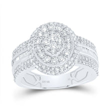 Load image into Gallery viewer, 10K White Gold Diamond Fashion Oval Ring 1 1/4 Cttw - Splendid Jewellery