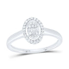 10K White Gold Diamond Fashion Oval Ring 1/5 Cttw - Splendid Jewellery