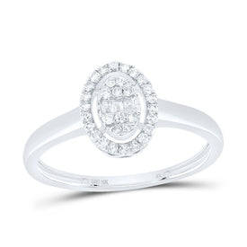 10K White Gold Diamond Fashion Oval Ring 1/5 Cttw - Splendid Jewellery