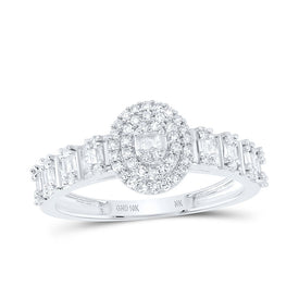 10K White Gold Diamond Fashion Oval Women's Ring 1/2 Cttw - Splendid Jewellery