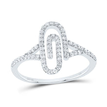 Load image into Gallery viewer, 10K White Gold Diamond Fashion Paper Clip Ring 1/3 Cttw - Splendid Jewellery