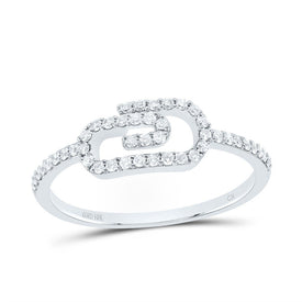 10K White Gold Diamond Fashion Paper Clip Ring 1/5 Cttw - Splendid Jewellery