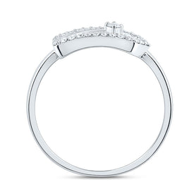 10K White Gold Diamond Fashion Paper Clip Ring 1/6 Cttw - Splendid Jewellery