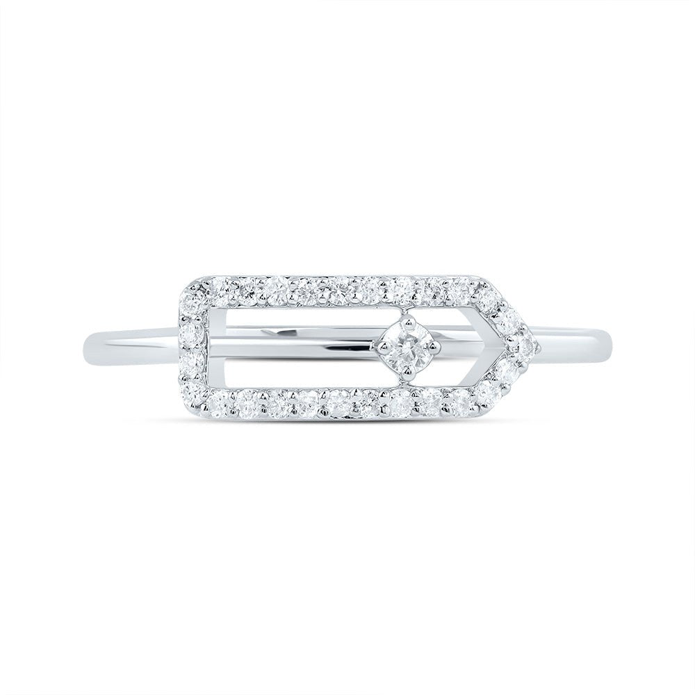 10K White Gold Diamond Fashion Paper Clip Ring 1/6 Cttw - Splendid Jewellery