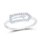 10K White Gold Diamond Fashion Paper Clip Ring 1/6 Cttw - Splendid Jewellery