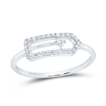 Load image into Gallery viewer, 10K White Gold Diamond Fashion Paper Clip Ring 1/6 Cttw - Splendid Jewellery