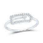 10K White Gold Diamond Fashion Paper Clip Ring 1/6 Cttw - Splendid Jewellery