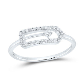 10K White Gold Diamond Fashion Paper Clip Ring 1/6 Cttw - Splendid Jewellery