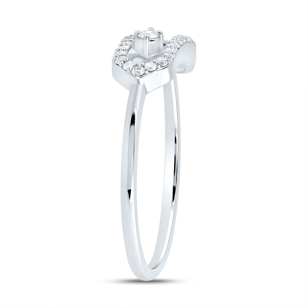 10K White Gold Diamond Fashion Paper Clip Ring 1/6 Cttw - Splendid Jewellery
