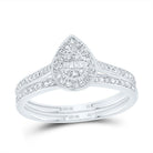 10K White Gold Diamond Fashion Pear Bridal Set 1/3 Cttw - Splendid Jewellery