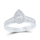 10K White Gold Diamond Fashion Pear Bridal Set 1/3 Cttw - Splendid Jewellery