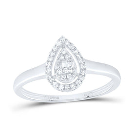 10K White Gold Diamond Fashion Pear Ring 1/6 Cttw - Splendid Jewellery