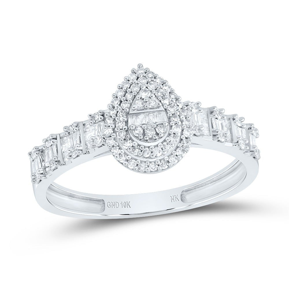 10K White Gold Diamond Fashion Pear Women's Ring 1/2 Cttw - Splendid Jewellery