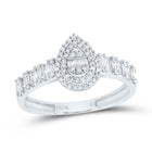 10K White Gold Diamond Fashion Pear Women's Ring 1/2 Cttw - Splendid Jewellery