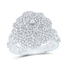 10K White Gold Diamond Fashion Rose Ring 2 Cttw - Splendid Jewellery