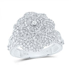 10K White Gold Diamond Fashion Rose Ring 2 Cttw - Splendid Jewellery