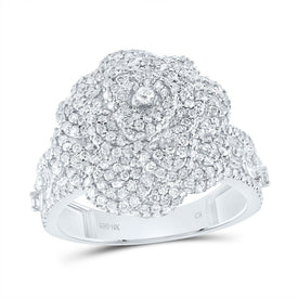 10K White Gold Diamond Fashion Rose Ring 2 Cttw - Splendid Jewellery