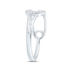Load image into Gallery viewer, 10K White Gold Diamond Fashion Safety Pin Ring 1/8 Cttw - Splendid Jewellery