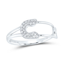 Load image into Gallery viewer, 10K White Gold Diamond Fashion Safety Pin Ring 1/8 Cttw - Splendid Jewellery