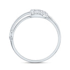 10K White Gold Diamond Fashion Safety Pin Ring 1/8 Cttw - Splendid Jewellery