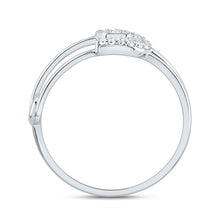 Load image into Gallery viewer, 10K White Gold Diamond Fashion Safety Pin Ring 1/8 Cttw - Splendid Jewellery