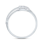 10K White Gold Diamond Fashion Safety Pin Ring 1/8 Cttw - Splendid Jewellery