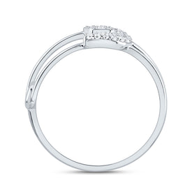 10K White Gold Diamond Fashion Safety Pin Ring 1/8 Cttw - Splendid Jewellery