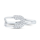 10K White Gold Diamond Fashion Safety Pin Ring 1/8 Cttw - Splendid Jewellery