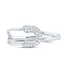 Load image into Gallery viewer, 10K White Gold Diamond Fashion Safety Pin Ring 1/8 Cttw - Splendid Jewellery