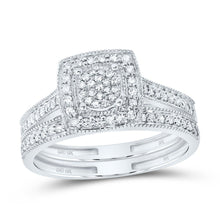 Load image into Gallery viewer, 10K White Gold Diamond Fashion Square Bridal Set 1/3 Cttw - Splendid Jewellery