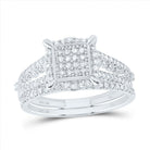 10K White Gold Diamond Fashion Square Bridal Set 3/8 Cttw - Splendid Jewellery
