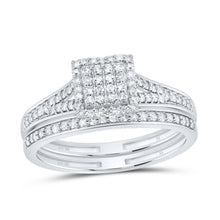 Load image into Gallery viewer, 10K White Gold Diamond Fashion Square Bridal Set 3/8 Cttw - Splendid Jewellery