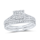 10K White Gold Diamond Fashion Square Bridal Set 3/8 Cttw - Splendid Jewellery