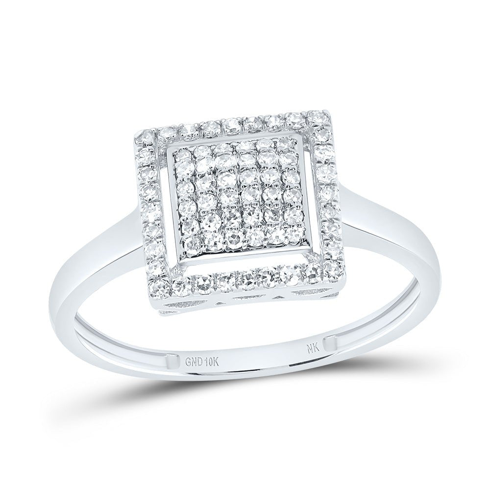 10K White Gold Diamond Fashion Square Ring 1/4 Cttw - Splendid Jewellery