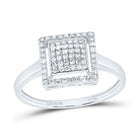 10K White Gold Diamond Fashion Square Ring 1/4 Cttw - Splendid Jewellery
