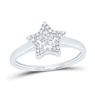 10K White Gold Diamond Fashion Star Ring 1/8 Cttw - Splendid Jewellery