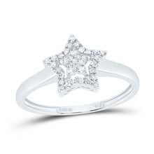 Load image into Gallery viewer, 10K White Gold Diamond Fashion Star Ring 1/8 Cttw - Splendid Jewellery