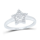 10K White Gold Diamond Fashion Star Ring 1/8 Cttw - Splendid Jewellery