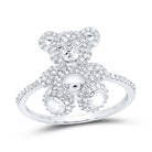 10K White Gold Diamond Fashion Teddy Bear Women's Ring 1/2 Cttw - Splendid Jewellery