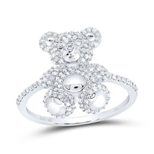 Load image into Gallery viewer, 10K White Gold Diamond Fashion Teddy Bear Women's Ring 1/2 Cttw - Splendid Jewellery